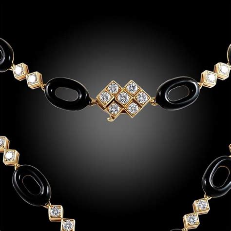 cartier necklace with diamonds and onyx